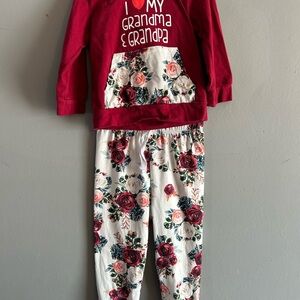 Red and Floral Pajama Set